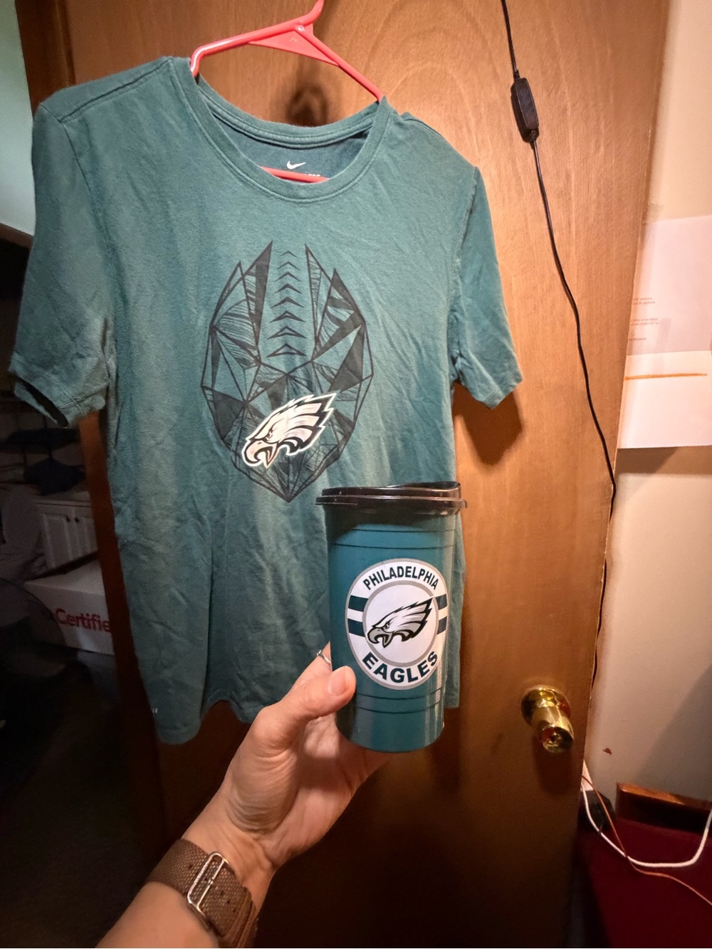 Philadelphia eagles Green Travel Tumbler and Tee Set size medium